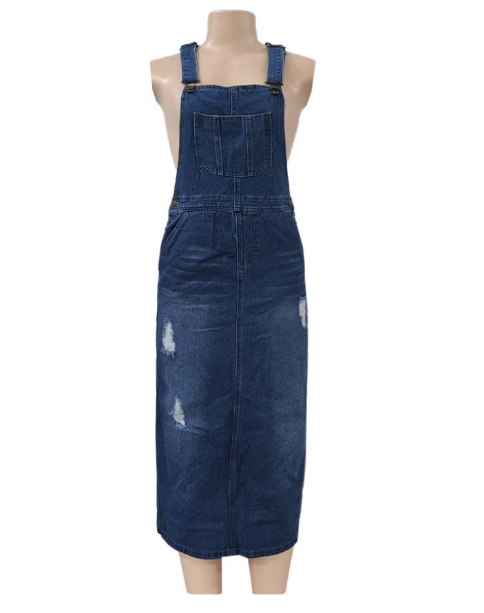 ripped denim dress Plus-Size Ripped Denim Belted Bodycon Dress