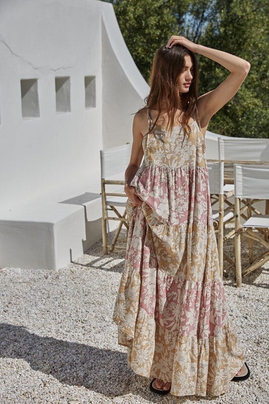 By Together brown and pink floral maxi