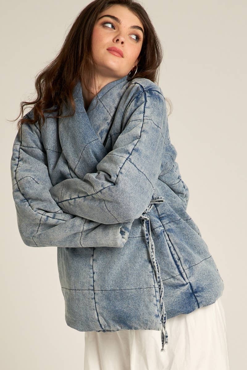 Quilted Denim Wrap Jacket